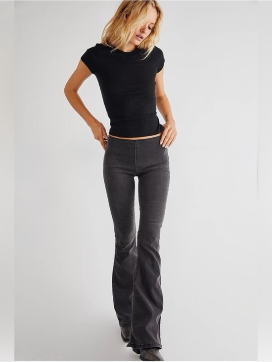 Free People Pants - Free People Jenny Flare Jeans in Charcoal Gray